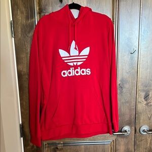 Adidas Red Sweatshirt Hoodie with Trefoil Logo